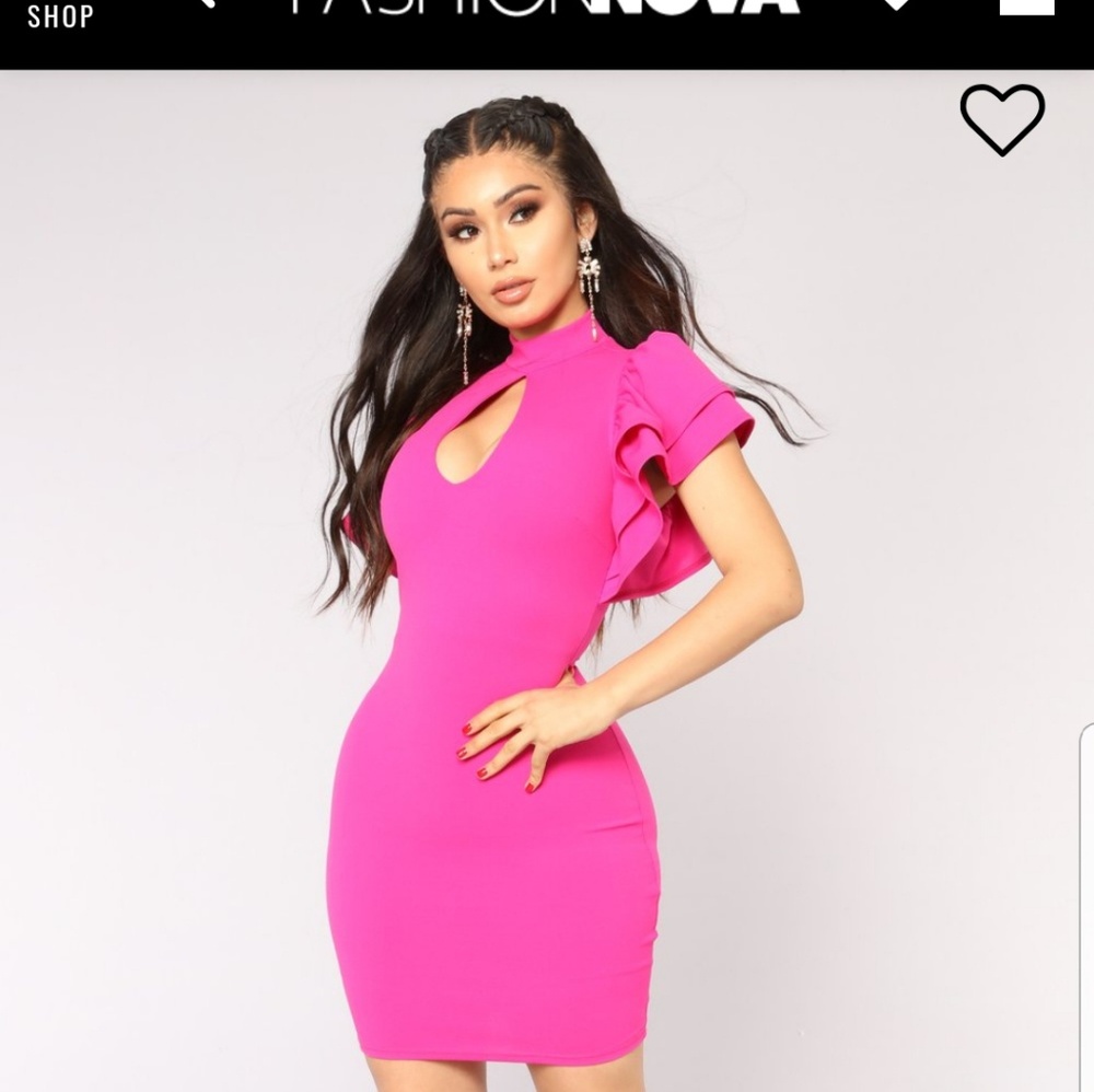 Fuchsia Ruffle Sleeve Dress